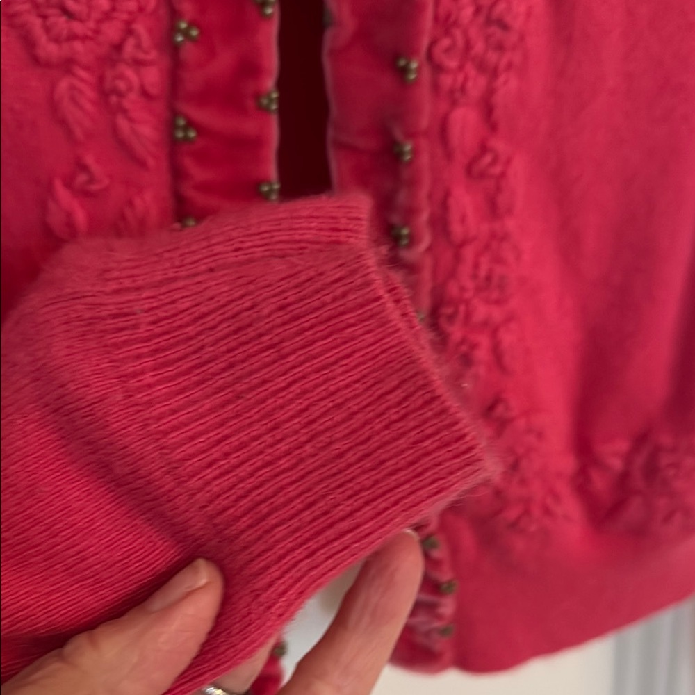 Elegant Hot Pink CAbi Embroidered Women's Sweater - Picture 5 of 8